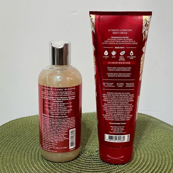 BBW Japanese Cherry Blossom Body Cream & Bubble Bath NWT - Picture 2 of 2